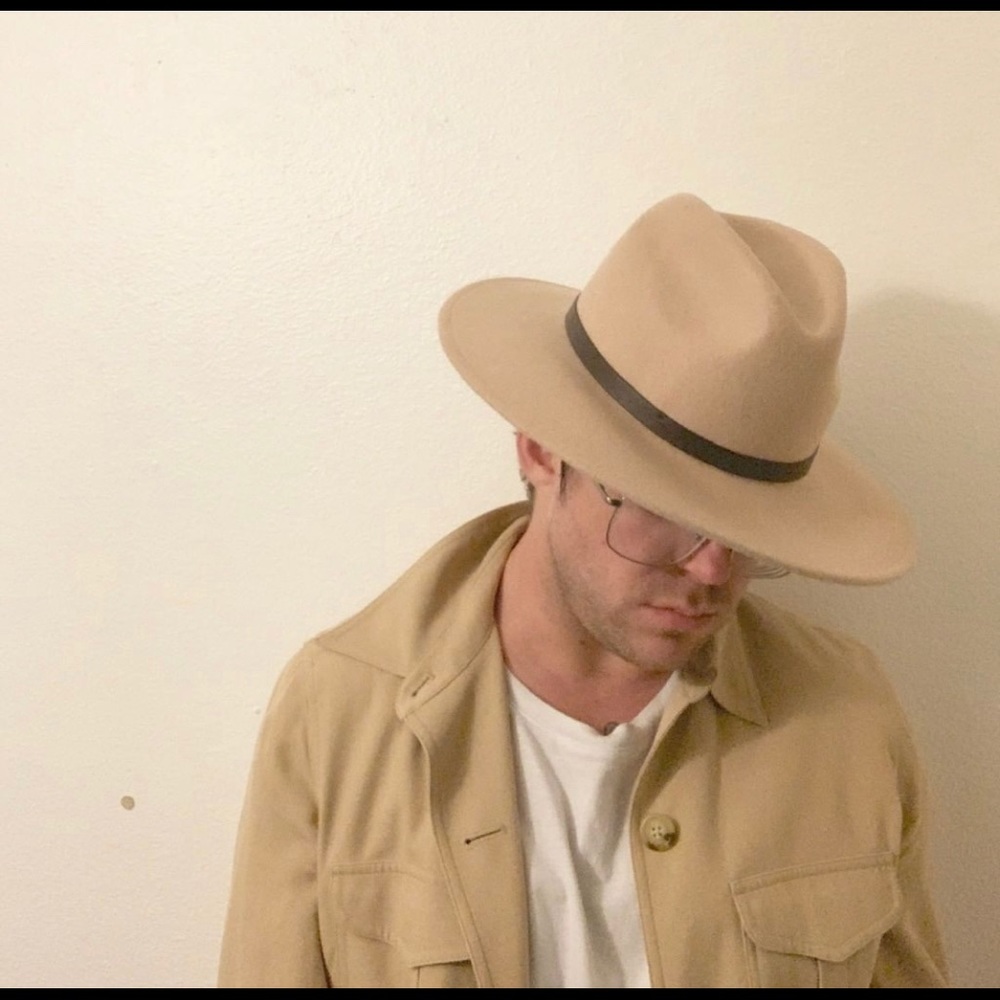 100% wool flat brim hat